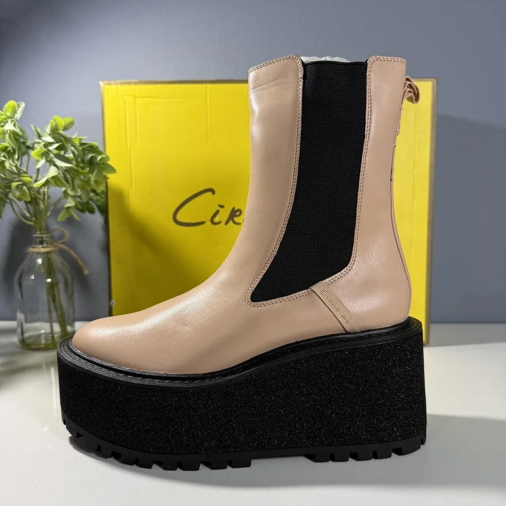 Circus NY Susan Blonde Platform‎ Chelsea Boots Glitter Lug Sole Womens 8M NEW